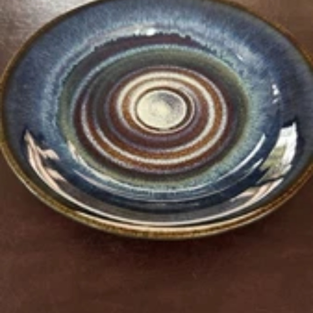 Artisan Blue and Brown Glazed Dinner Plate